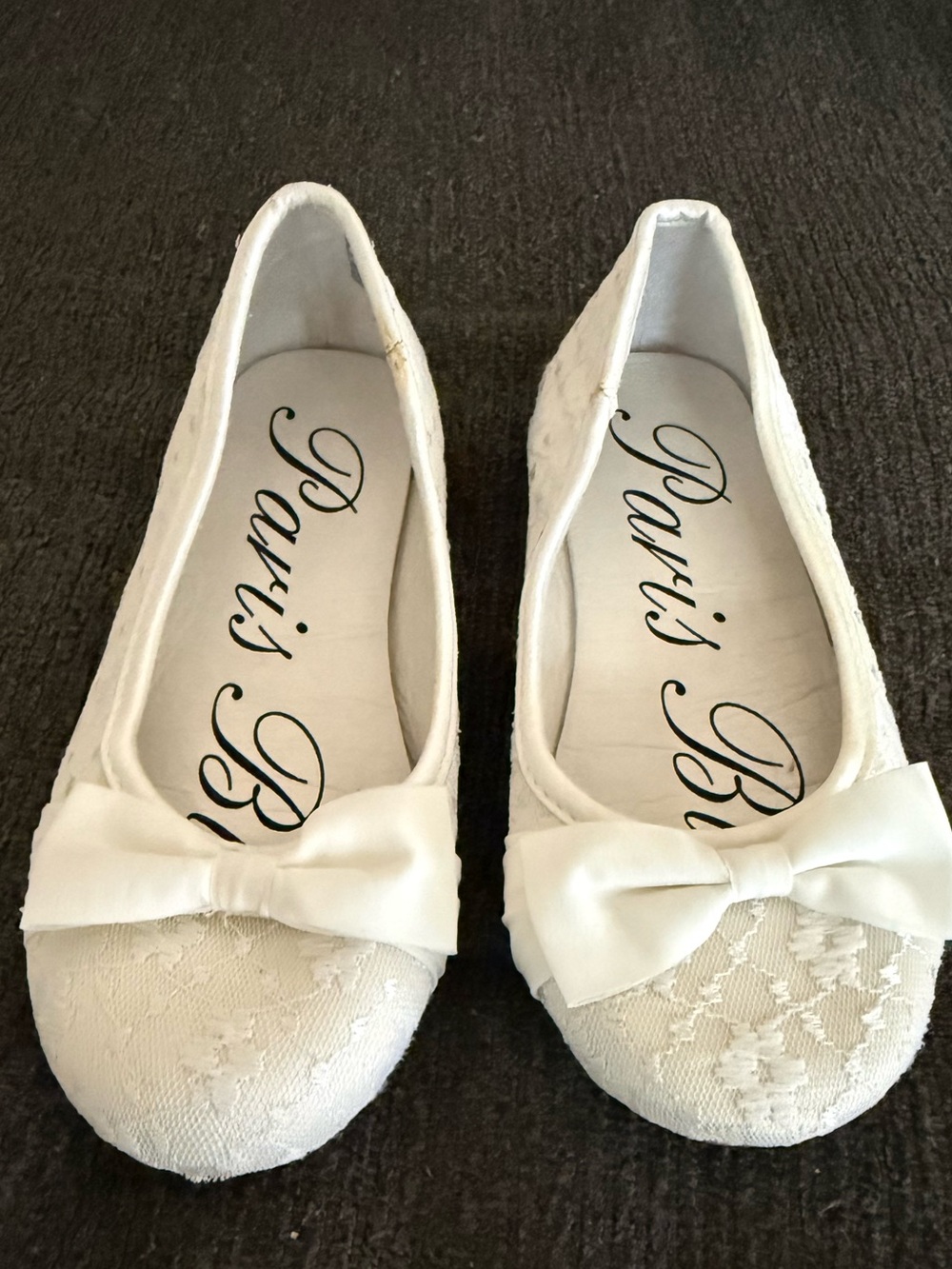 Paris Blues White Lace Bow Ballet Flats for Kids